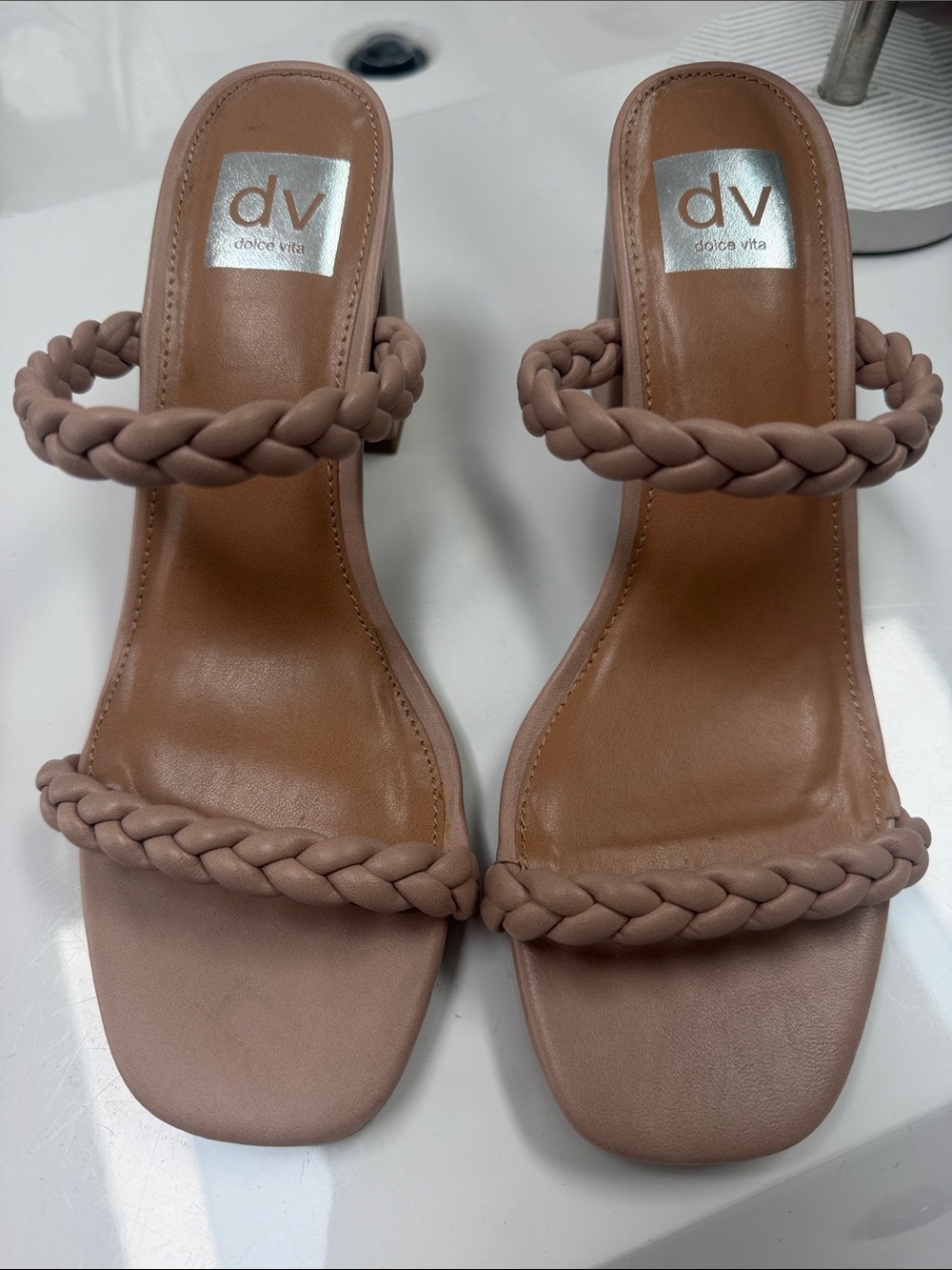 DV by Dolce Vita Blush Mauve Braided Strap Slide SandalsNWOT